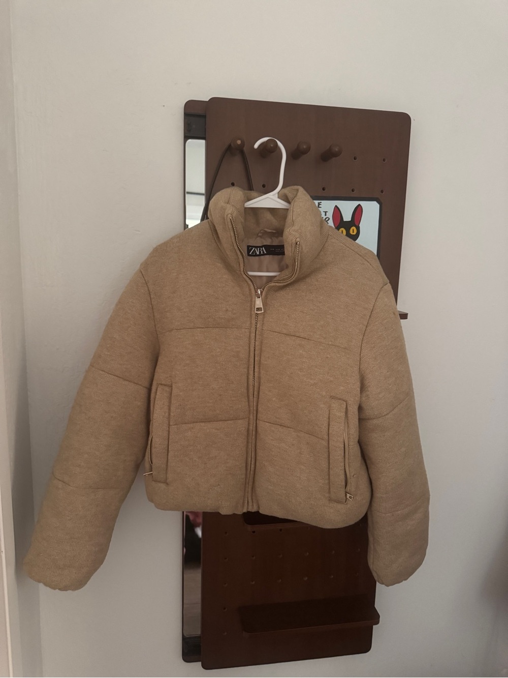ZARA Cropped Knit Jacket (Beige)